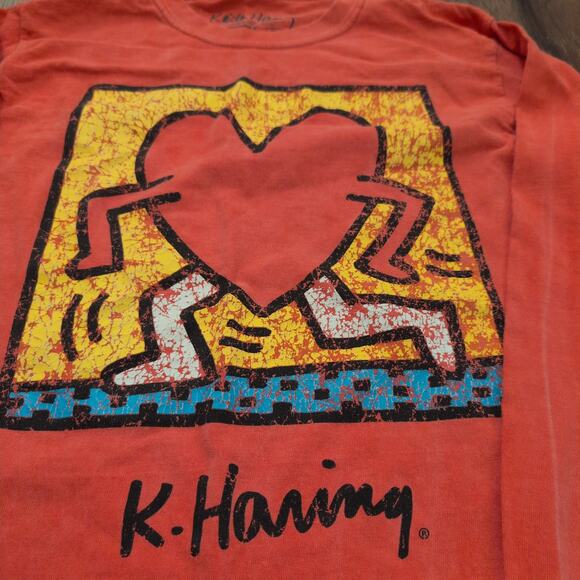 Keith Haring Ripple Walking Heart Adult Small Long Sleeve Shirt Art Graphic - Picture 2 of 7